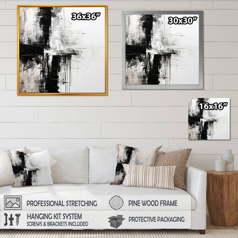 Designart "Minimalism Black And White Religious Cross I" Christianity